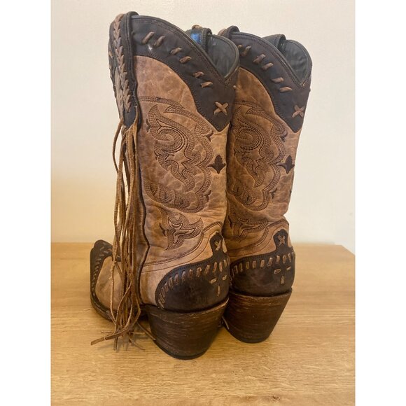 Vintage Lucchese Women's Brown Western Cowboy Boots With Tassels Size 7.5 - Picture 4 of 8